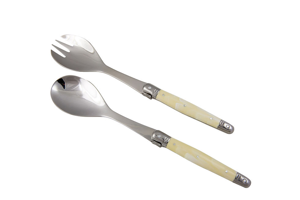 Thumbnail: Louis Thiers Luxe Salad Servers - Marble Ivory