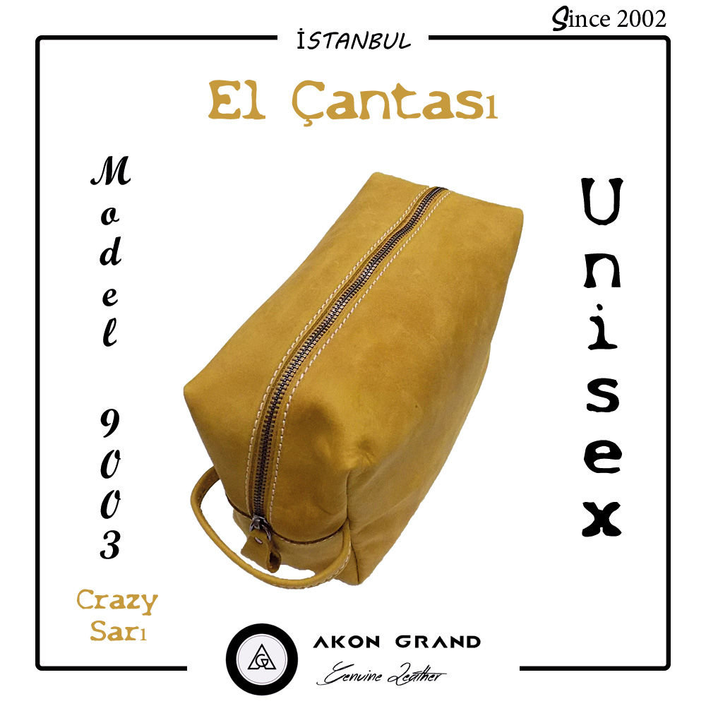 AkonGrand Unisex Hakiki Crazy Deri El Çantası Model 9003