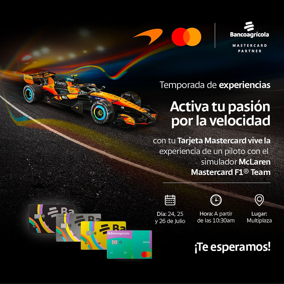 Bancoagrícola y Mastercard brindan a los tarjetahabientes salvadoreños la oportunidad de ganar una Experiencia Priceless con el equipo McLaren Mastercard Formula 1 Team en Brasil