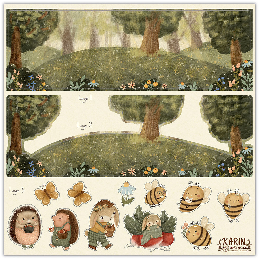 Thumbnail: Amongst the Hedgerow - 8" x 8" - Premium 3D Decoupage Pad