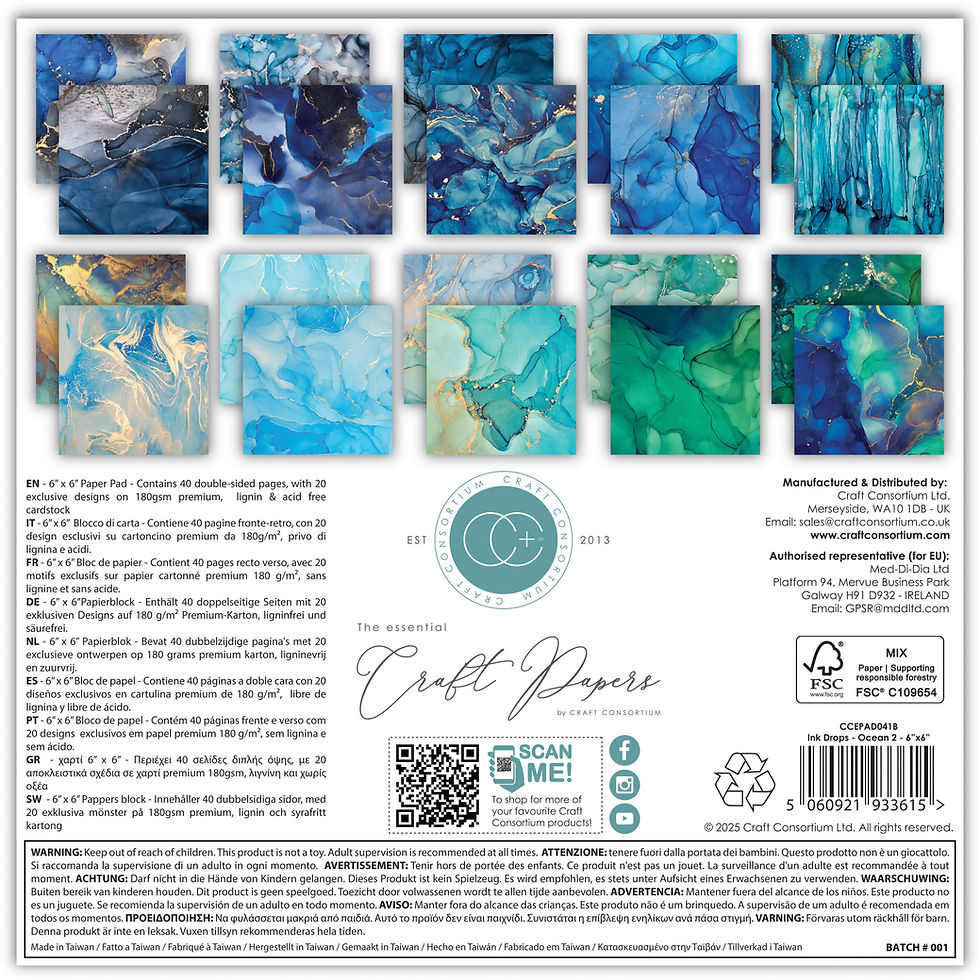 Thumbnail: The Essential Craft Papers - 6x6 - Ink Drops - Ocean 2