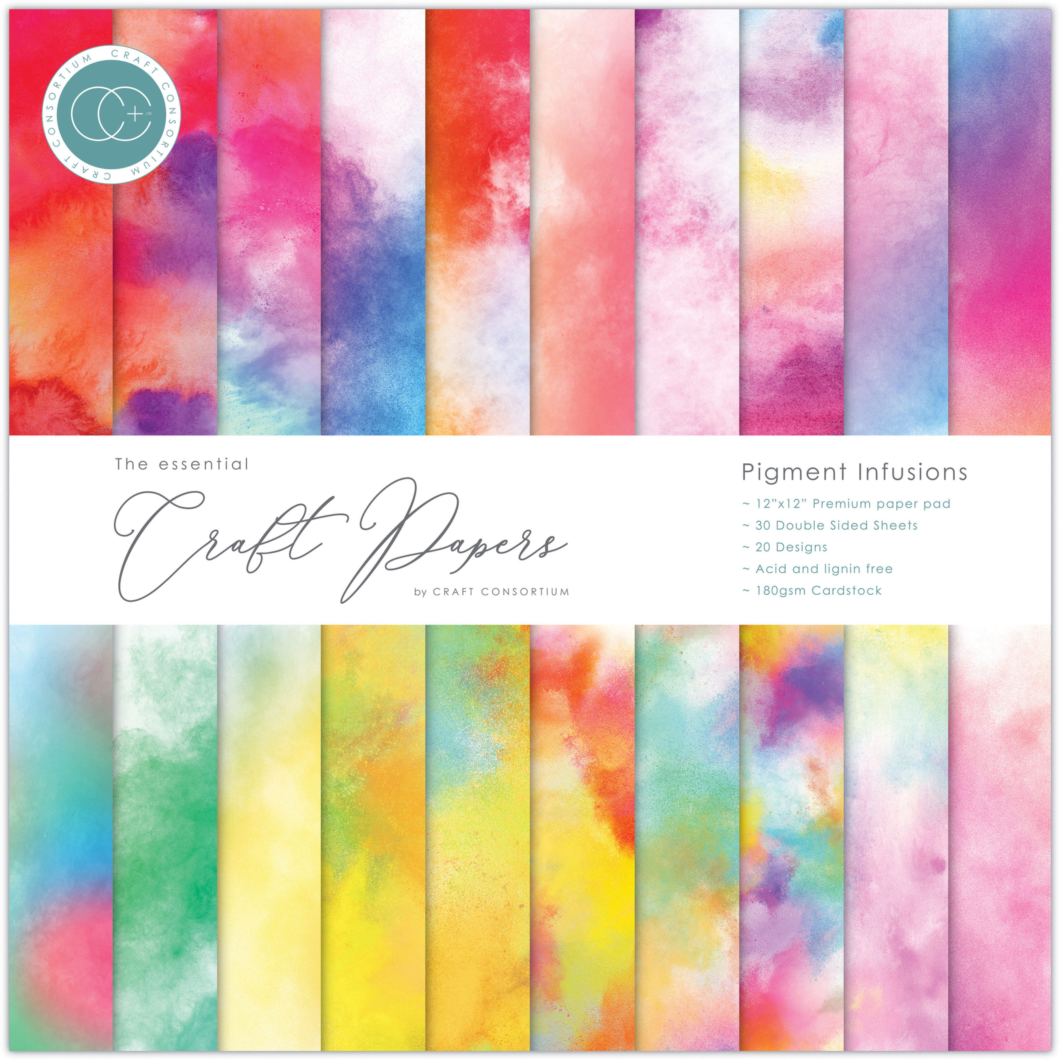 The Essential Craft Papers - Pigment Infusions 12" x 12" Paper Pad