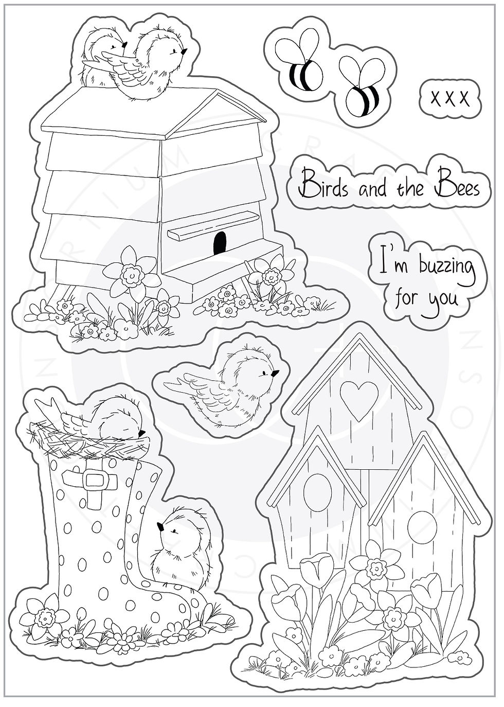 Thumbnail: Cottage Garden - Stamp set - Birds and the Bees