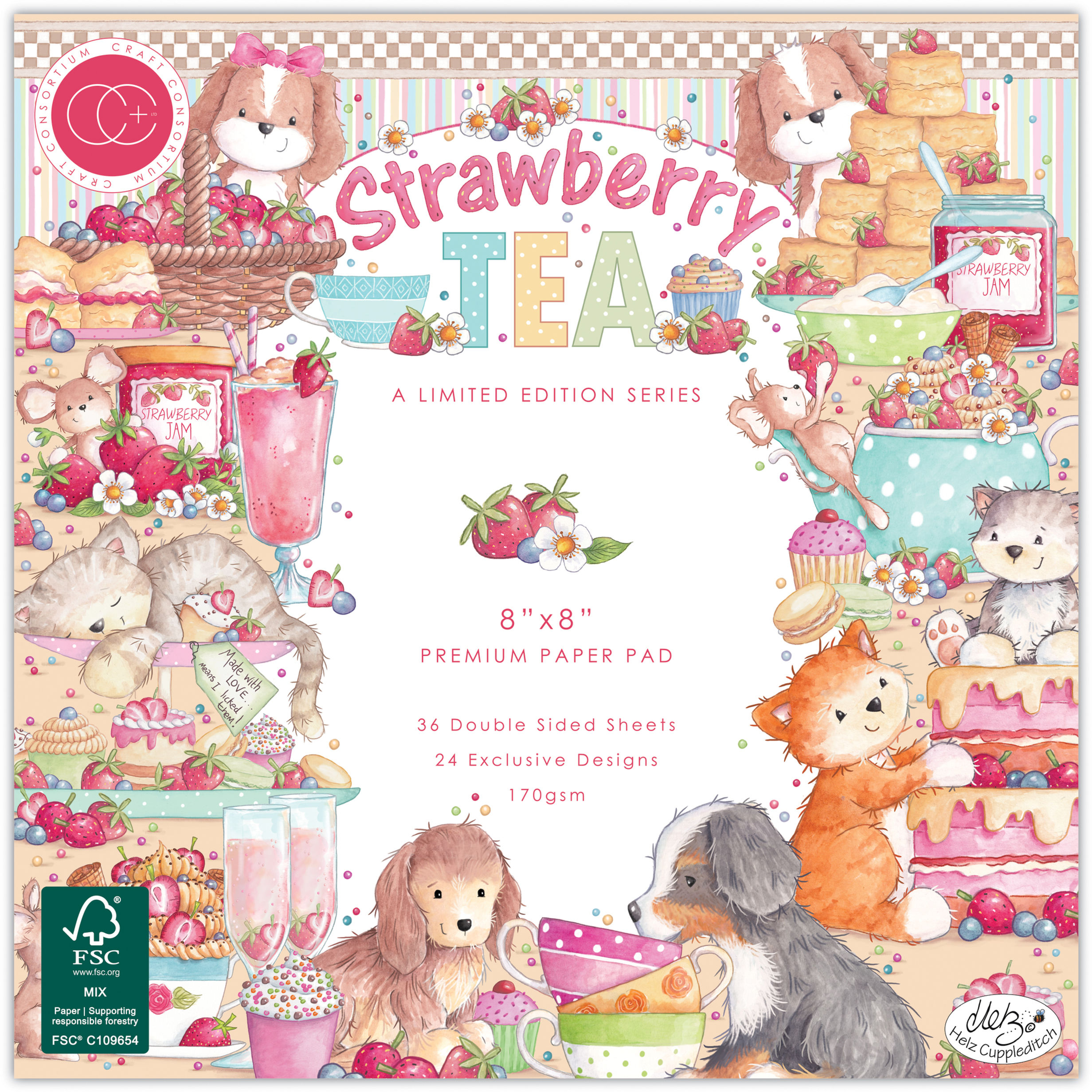 Strawberry Tea - 8"x8" - Premium Paper Pad