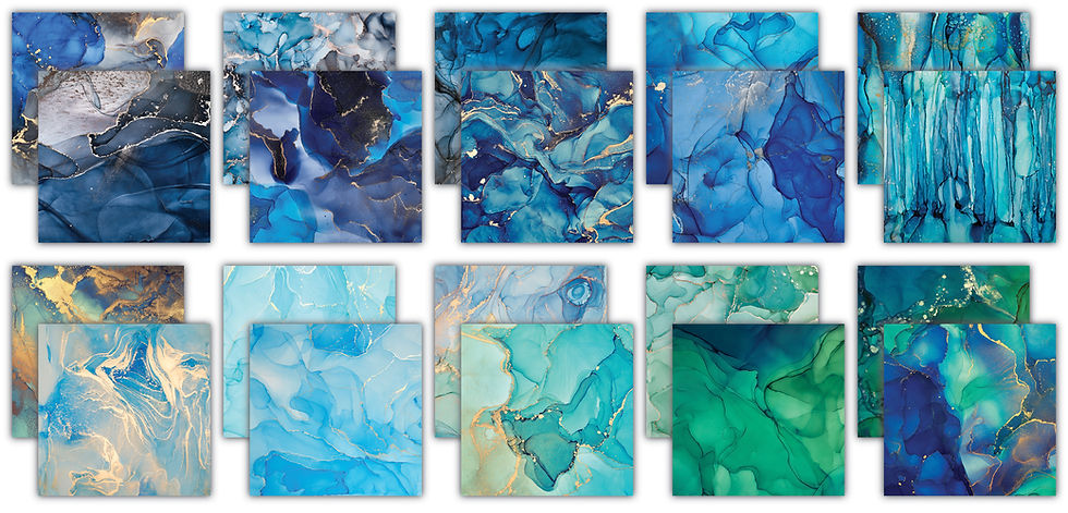 Thumbnail: The Essential Craft Papers - 12x12 - Ink Drops - Ocean 2