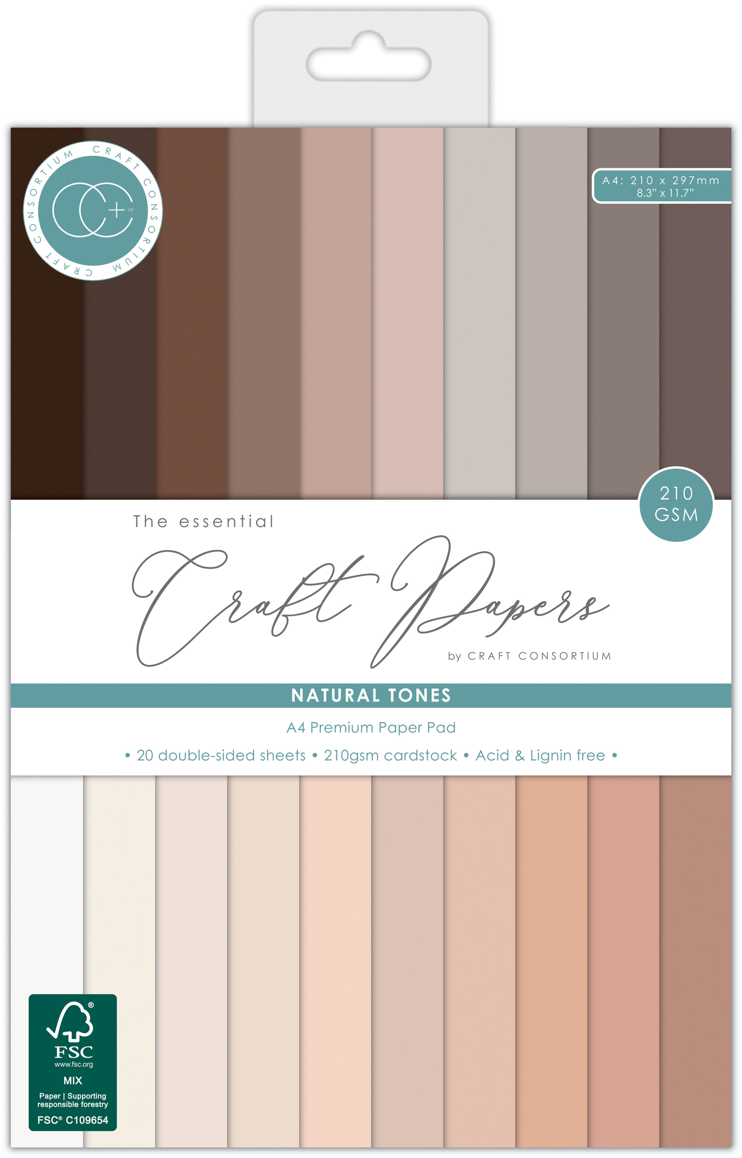 The Essential Craft Papers - Natural Tones - A4 Premium Cardstock Pad