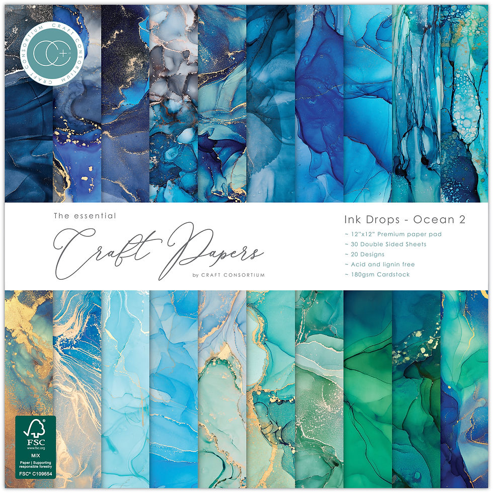 Thumbnail: The Essential Craft Papers - 12x12 - Ink Drops - Ocean 2