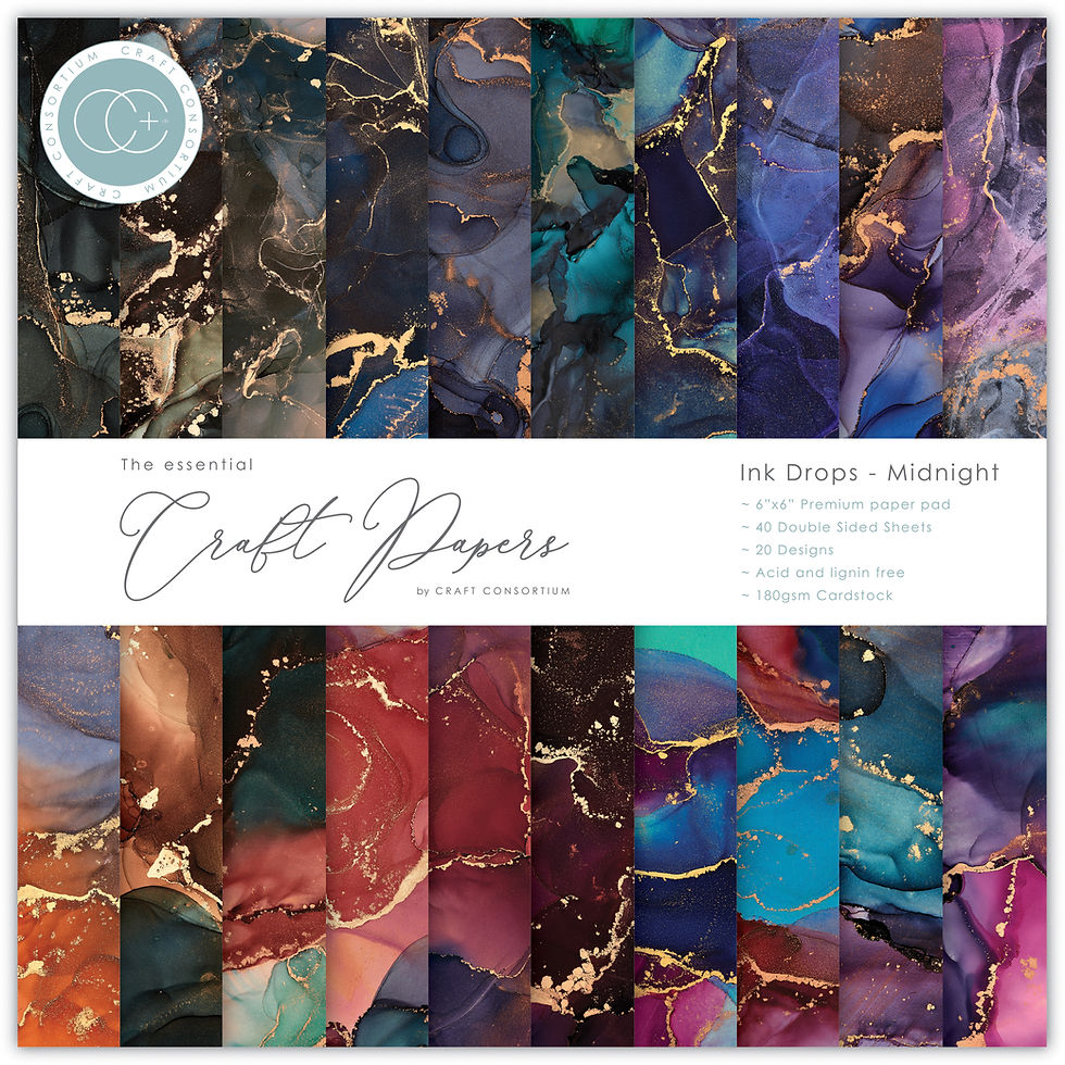 Thumbnail: The Essential Craft Papers - 6x6 - Ink Drops - Midnight