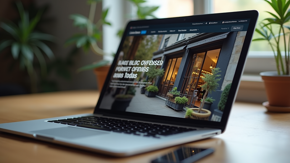 Close-up view of a laptop screen showing an online marketplace for Black-owned businesses
