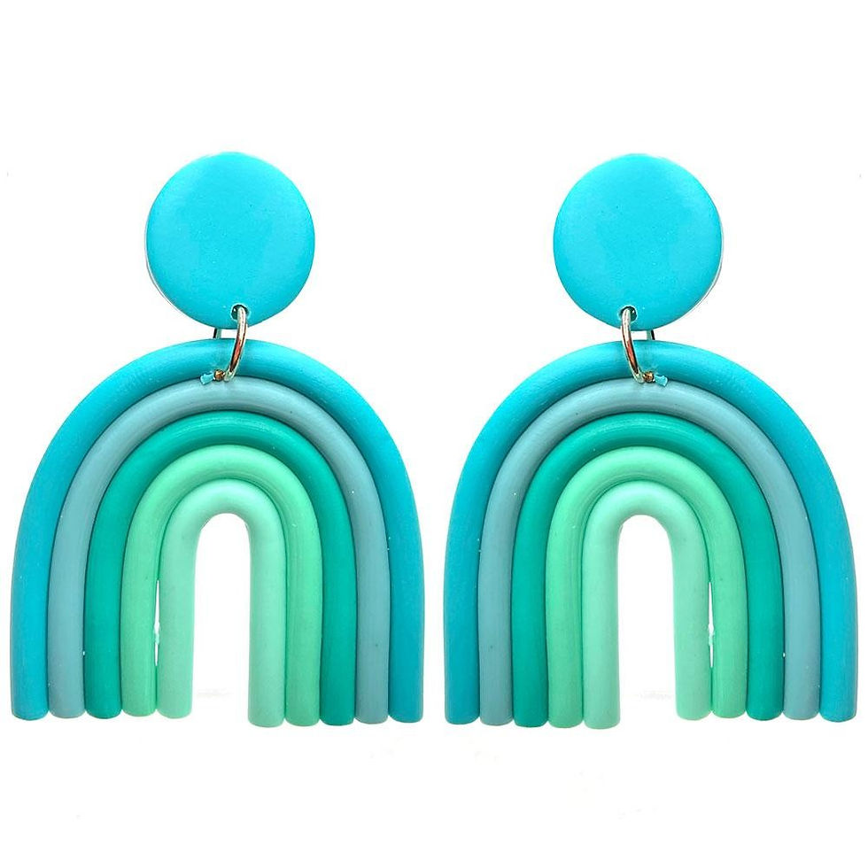 "Blue" Clay Polymer Multicolor Rainbow Drop Earrings