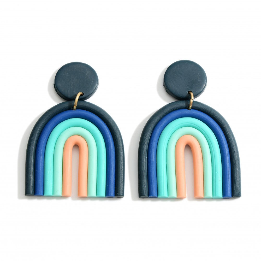 "Navy" Multicolor Rainbow Drop Earrings