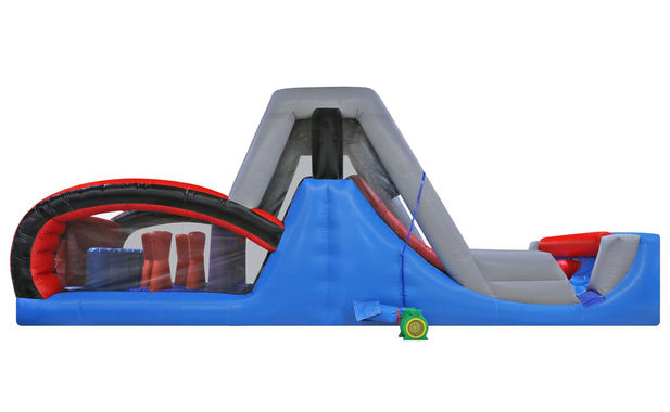 Full view of the 35 H2Obstacle Course showing wet mode splash zones and dry mode obstacles.