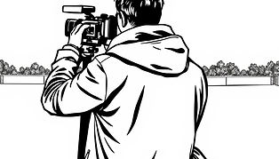 A reporter looking at an american footba