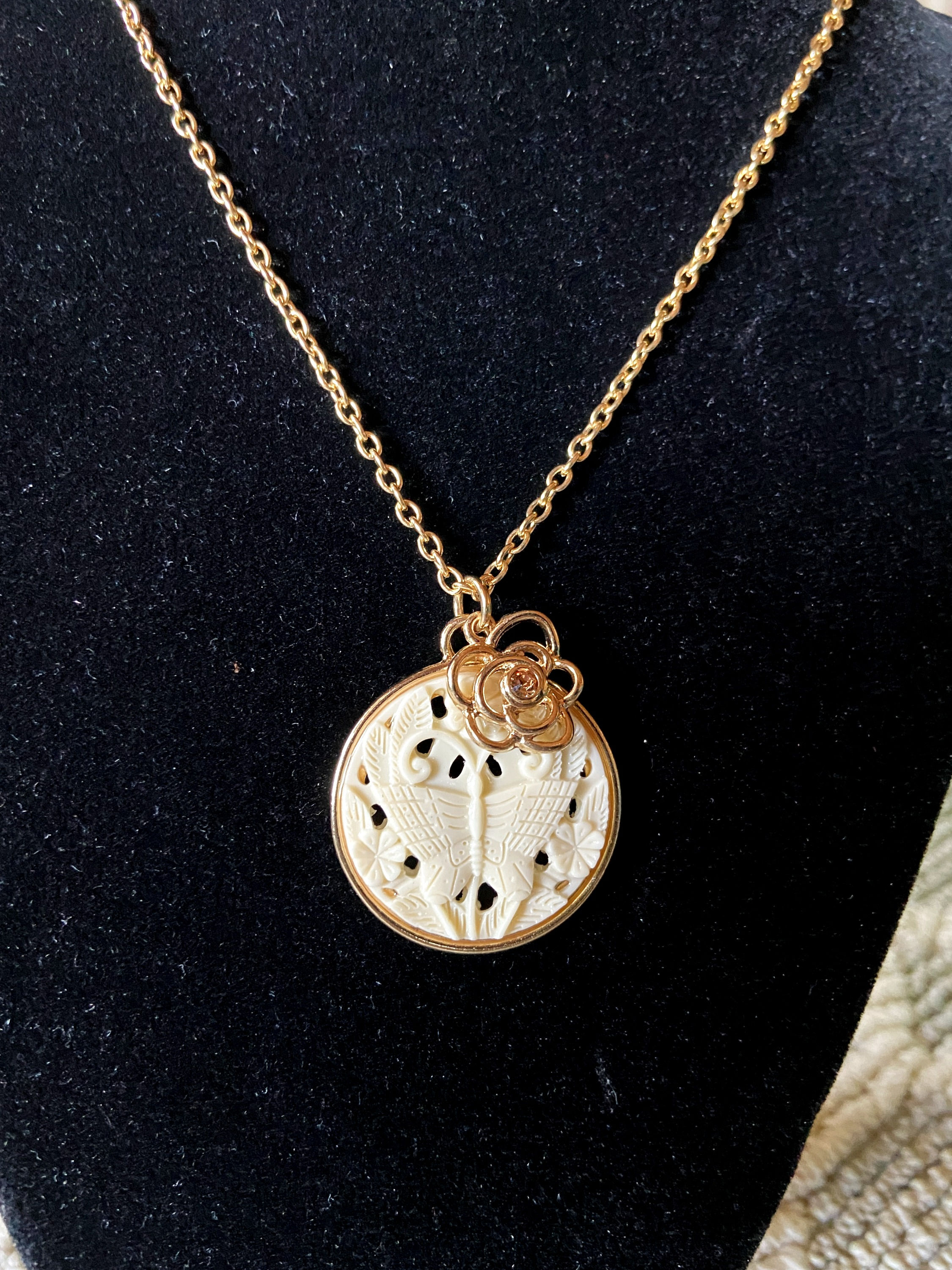 White Butterfly Gold Necklace