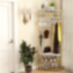 Eck-Garderobenständer mit Sitzbank