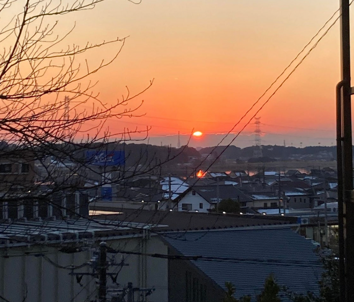 道場から見える夕日