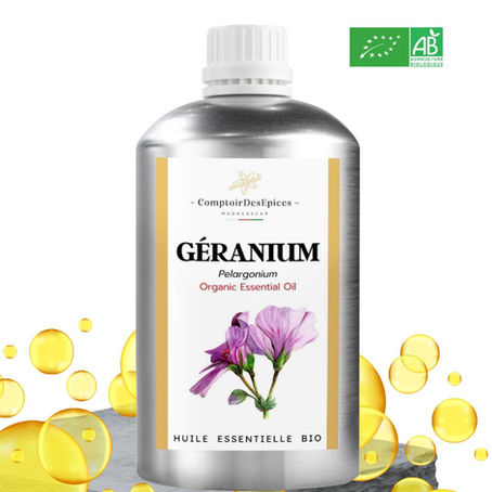 🌸 Huile Essentielle de Géranium Bourbon Bio| Pure & Naturelle | Origine Madagascar
