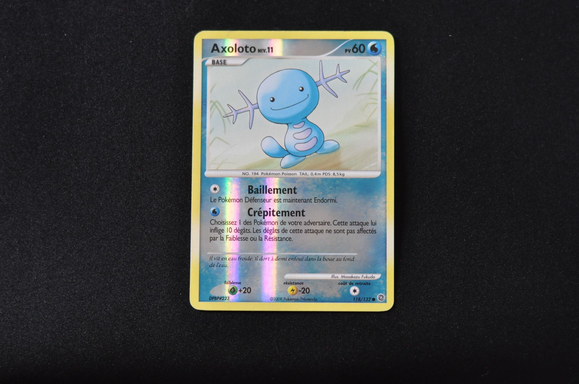AXOLOTO-118/132-REVERSE-DIAMANT PERLE-MERVEILLES SECRETES-POKEMON FR 2008