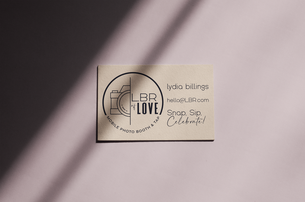 a business card for LBR of Love a mobile photo booth