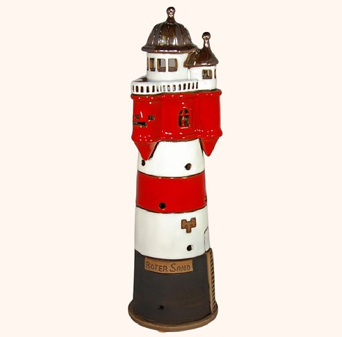 Leuchtturm Roter Sand aus Keramik 27,5 cm