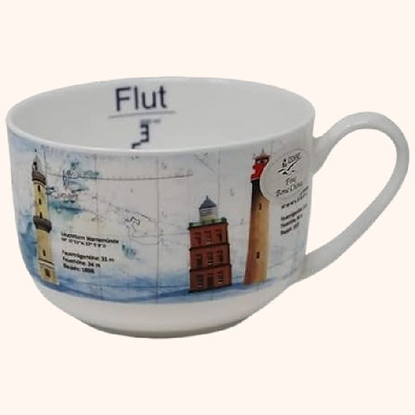 XXL Becher mit Ostsee Leuchttürmen 9,5 x 13 cm
