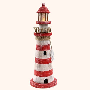 Holz Leuchtturm rot weiß