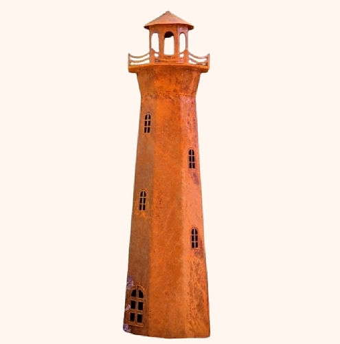 Großer Garten Leuchtturm 117 cm aus Edelrost mit Windlicht