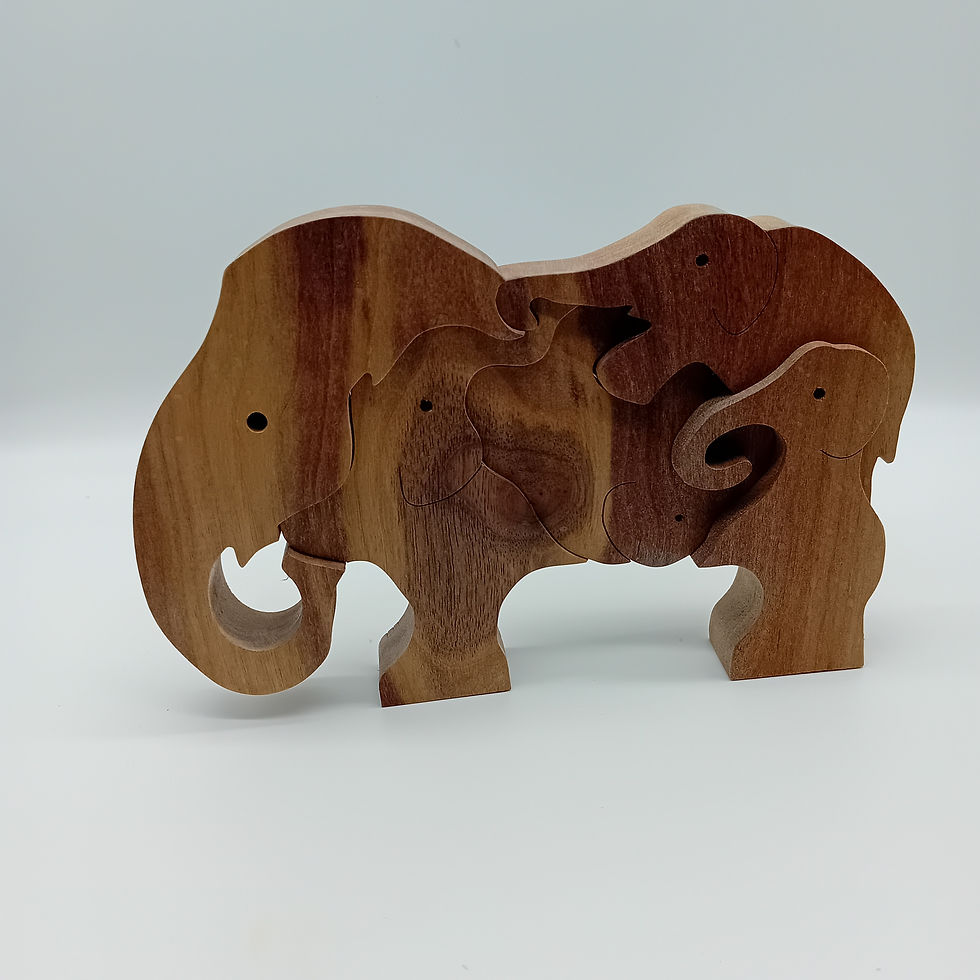 Miniature : Eléphant puzzle en noyer