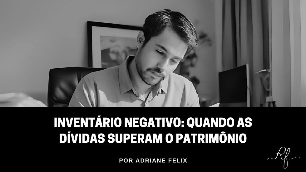 Homem em mesa de escritório com papéis e expressão séria, analisando documentos sobre inventário e dívidas