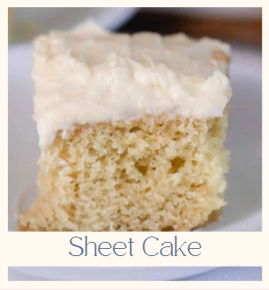 Single layer sheet cake with basic frosting showing inferior quality compared to wedding cake