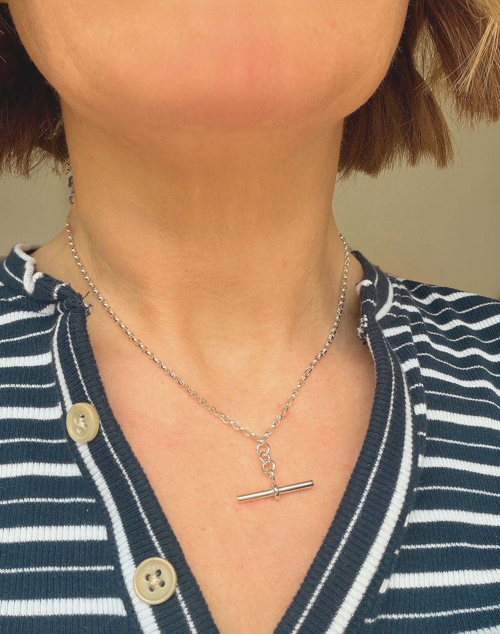 Thumbnail: S&G Sterling Silver Handmade T-Bar Necklace