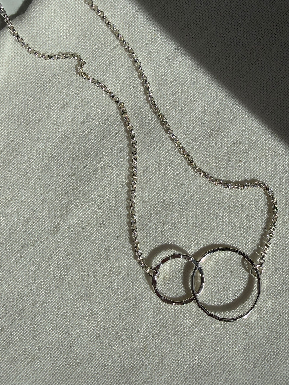 Thumbnail: Handmade Sterling Silver Double Hoop Necklace