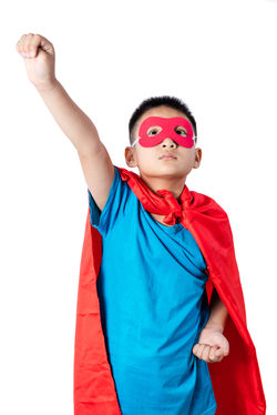 Asian Chinese Boy Wearing Super Hero Costume