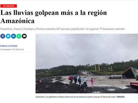 LAS LLUVIAS GOLPEAN MÁS A LA REGIÓN AMAZÓNICA
