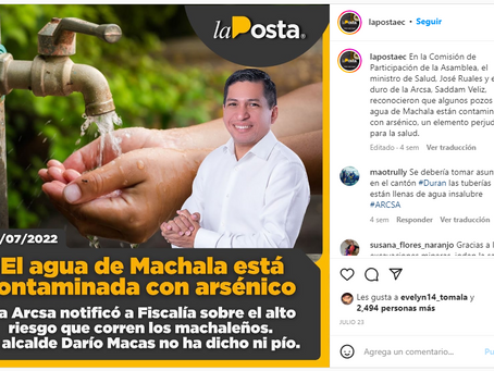 EL AGUA DE MACHALA ESTÁ CONTAMINADA CON ARSÉNICO.