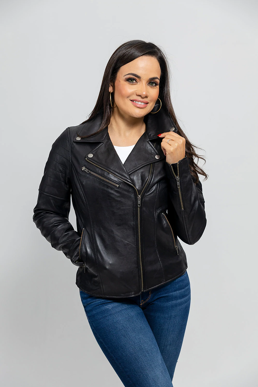 Thumbnail: Whet Blu Princess Woman's Fashion Lambskin Leather Jacket