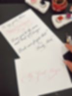 calligraphy hand written valentines day card for luxury client event