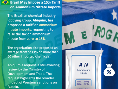 Brasilien könnte einen 15%igen Zoll auf Ammoniumnitratimporte erheben