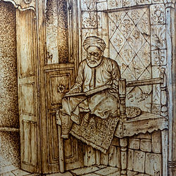 Participants learning wood burning techniques in an art studio café in Milton, Ontario