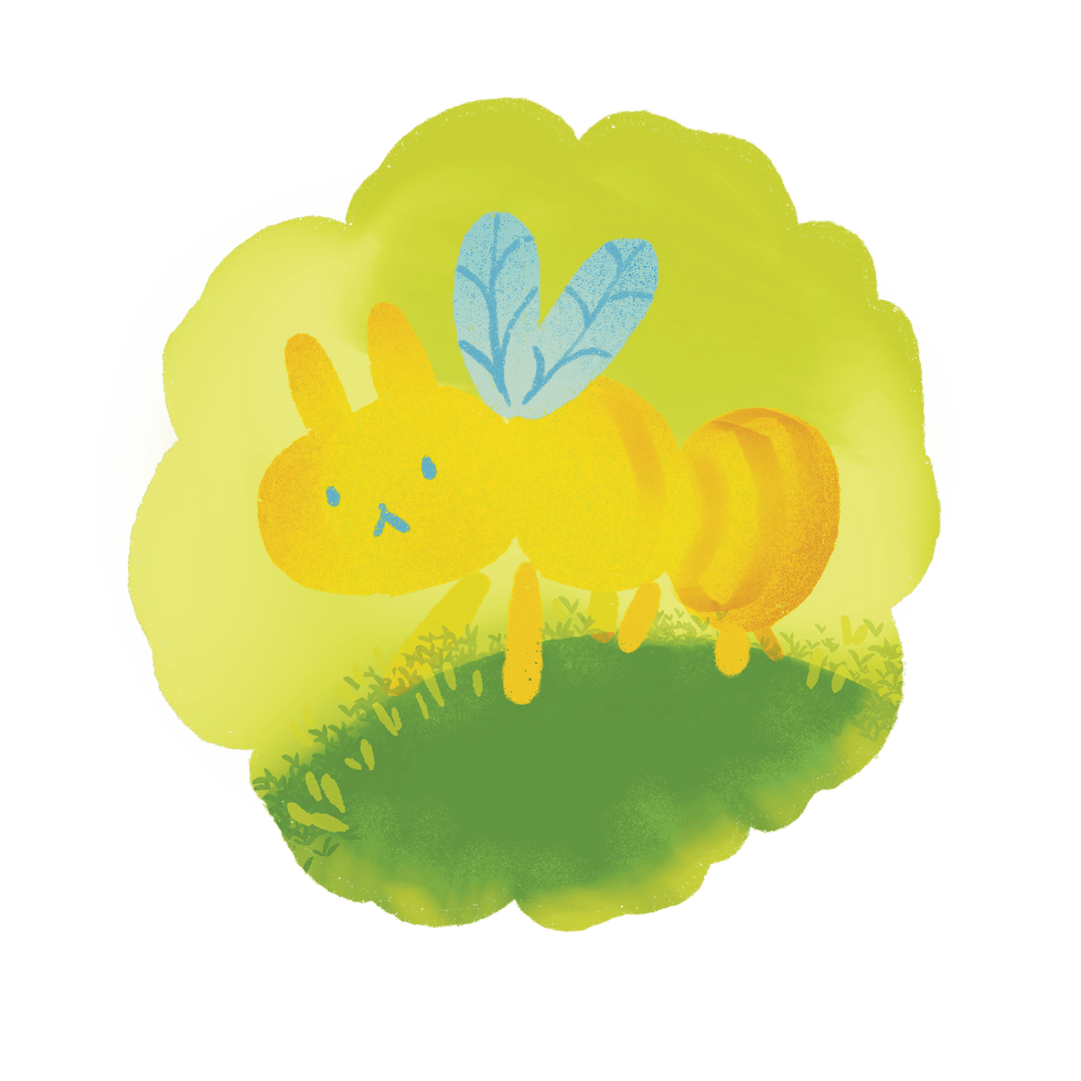 Yellow Stripy Ant wings green summer hot tired