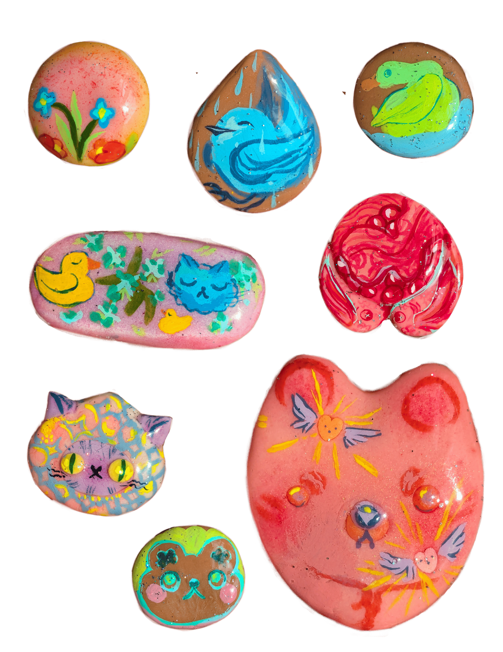 Cold Porcelain Creatures, ducks, cats, bears, fish, birds.