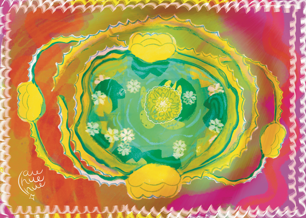 Water lily Turtle lagoon, pink orange, sunshine, cute happy, save the turtles, sweetness