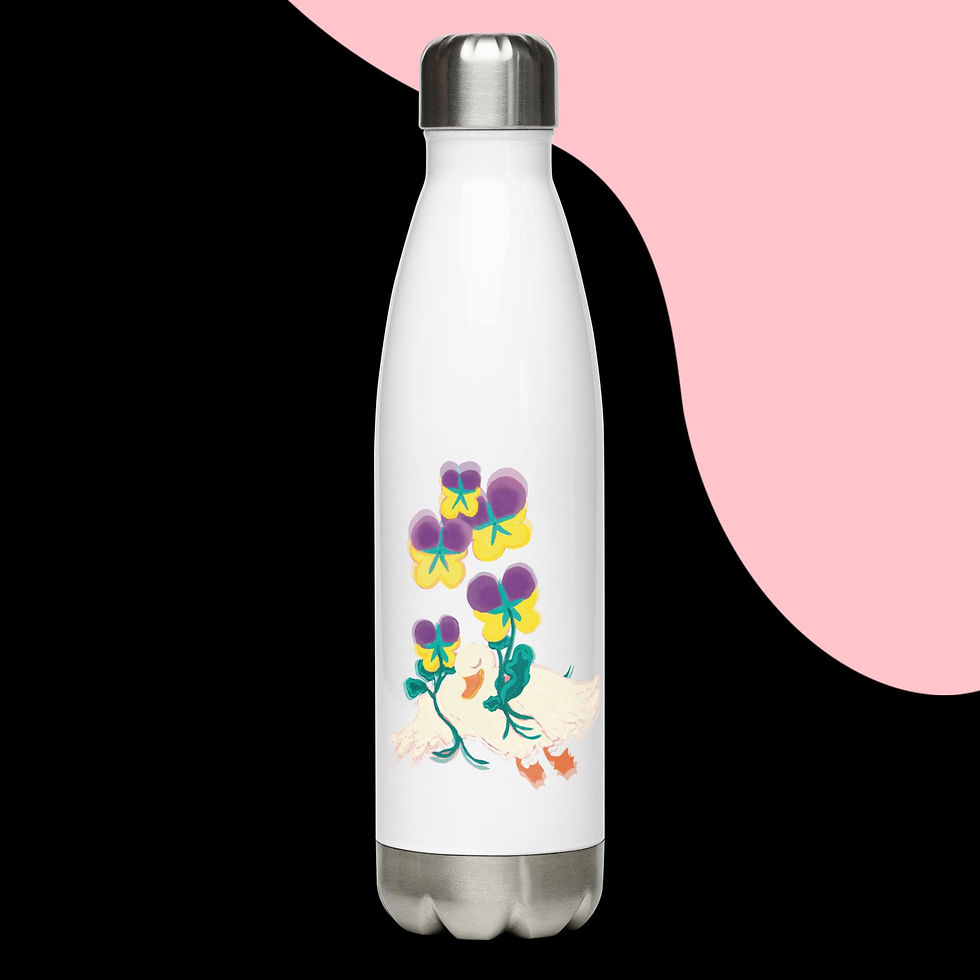 Duck and Pansies Water Bottle