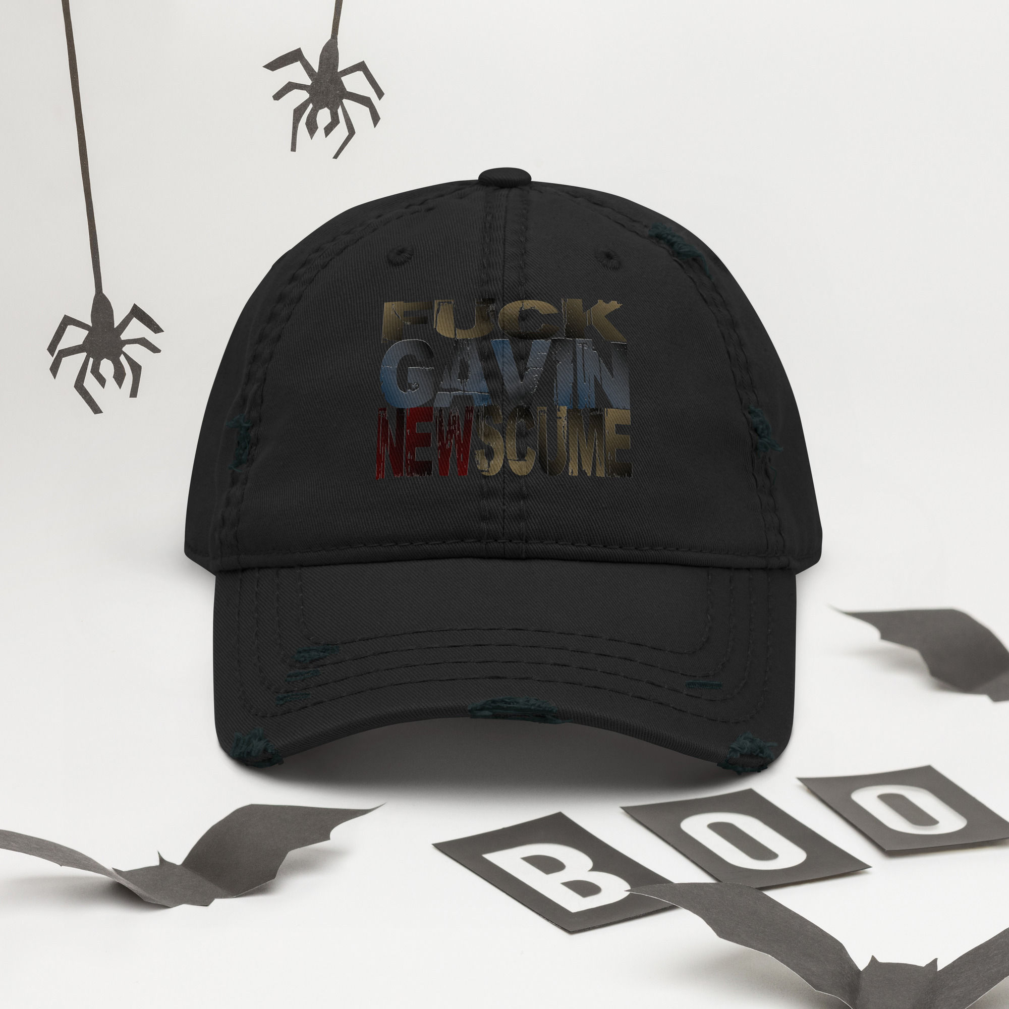 FUCK: Gavin Newscume- Distressed Dad Hat 
