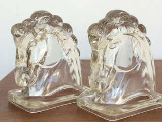 GLASS HORSE HEADS (2) $60