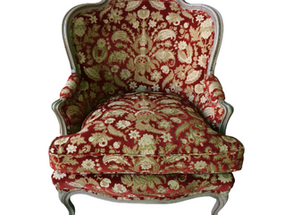 **SOLD**190128 RED VELVET ARMCHAIR $500.00