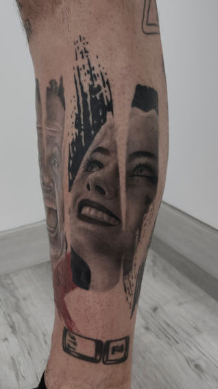 Tatuaje realista en Barcelona. Tatuaje realista de retrato de Harley Queen