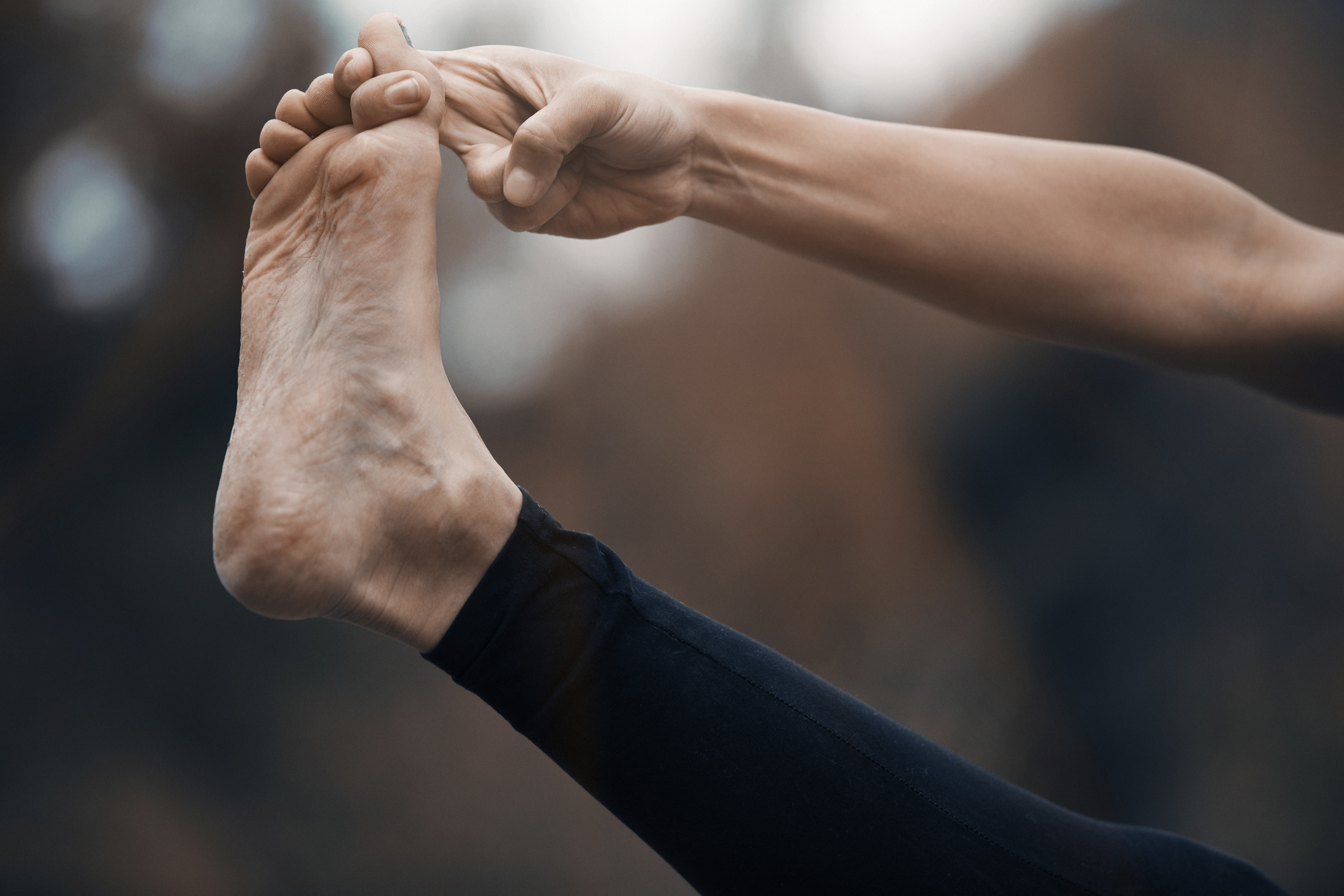 Close-up of a person's foot during movement
