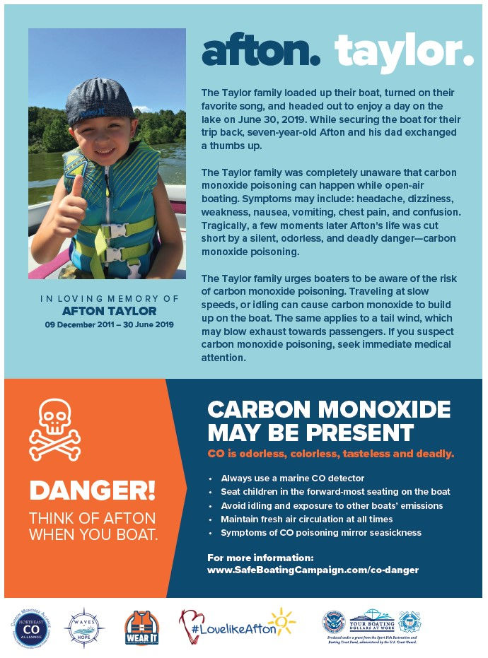 Photograph of the LoveLikeAfton Boating Safety poster. 