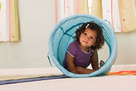 child in tunnel
